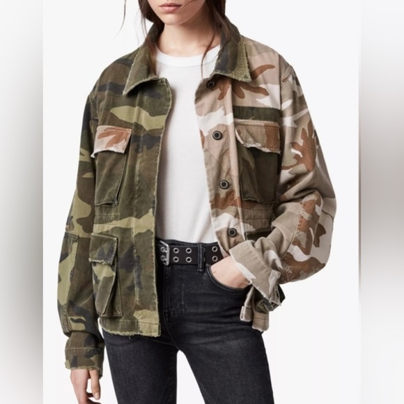ALL SAINTS jacket not worn size small finch camo jacket - Picture 13 of 13